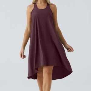 Halara Breezeful Racerback High Low Flowy Midi Dress Amaranth XS